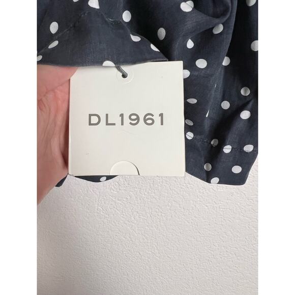 DL1961 Dennet Tie-Strap Polka-Dot Print Ruffled Cropped Tank Top Size Medium - Picture 10 of 11